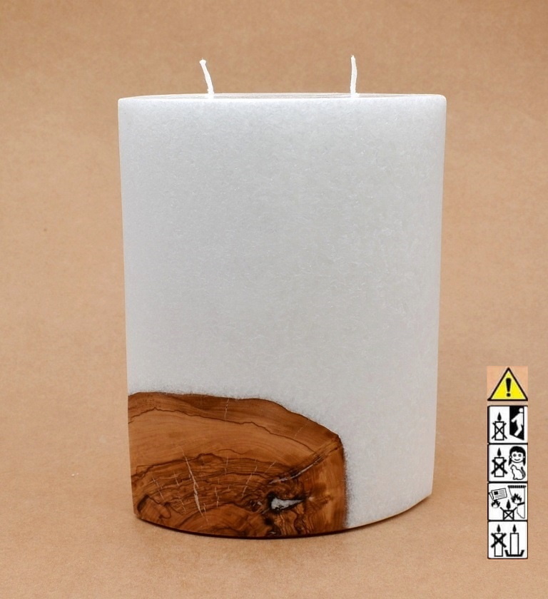 Kerze mit Holzelement, Individuelle, persönliche Hochzeitskerze  Holzkerze, Rund Stearinoptik, Hochzeitskerze mit Teelicht im Kerzen online Shop für Hochzeiten bestellen, günstig kaufen.