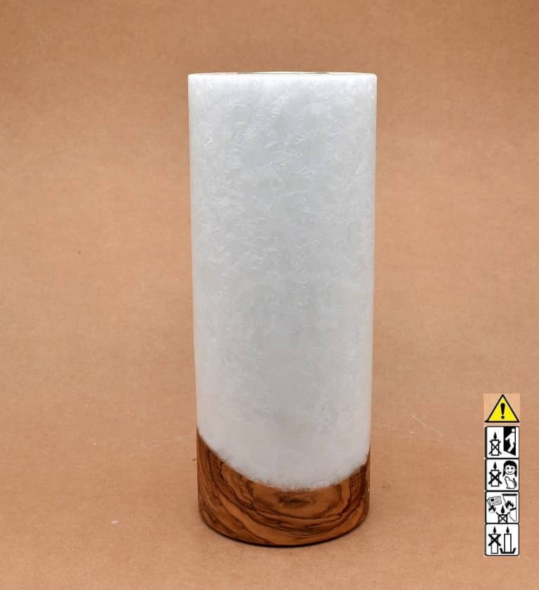 Kerze mit Holz Unikat Rund 100 x 250 mm mit Teelicht Nr.: 8