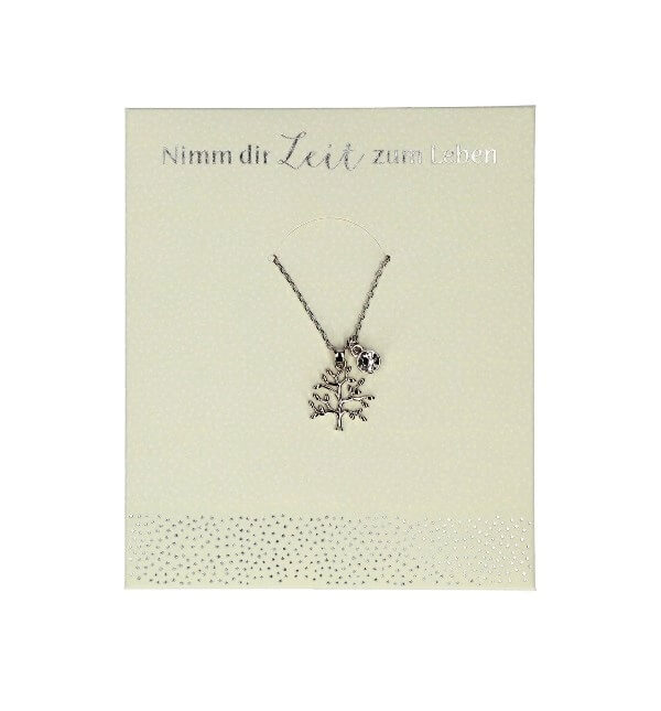 Kette Lebensbaum silber, Kommunion Kette zur Kommunion, Lebensbaum silber an feiner Gliederkette schönes Kommuniongeschenk