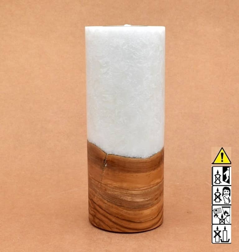 Kerze mit Holz Unikat Rund 80 x 200 mm mit Teelicht Nr.: 19 Kerze mit Holz Unikat Rund 80 x 200 mm mit Teelicht Nr.: 19