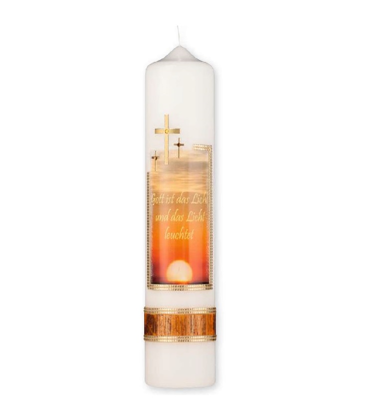 Eine hochwertige Kerze für die Trauer und zum Gedenken Gott ist das Licht Rundkerze 250 x 60 mm