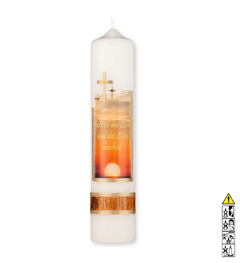 Gedenkkerze / Trauerkerze Gott ist das Licht Rundkerze 250 x 60 mm Eine hochwertige Kerze für die Trauer und zum Gedenken Gott ist das Licht Rundkerze 250 x 60 mm
