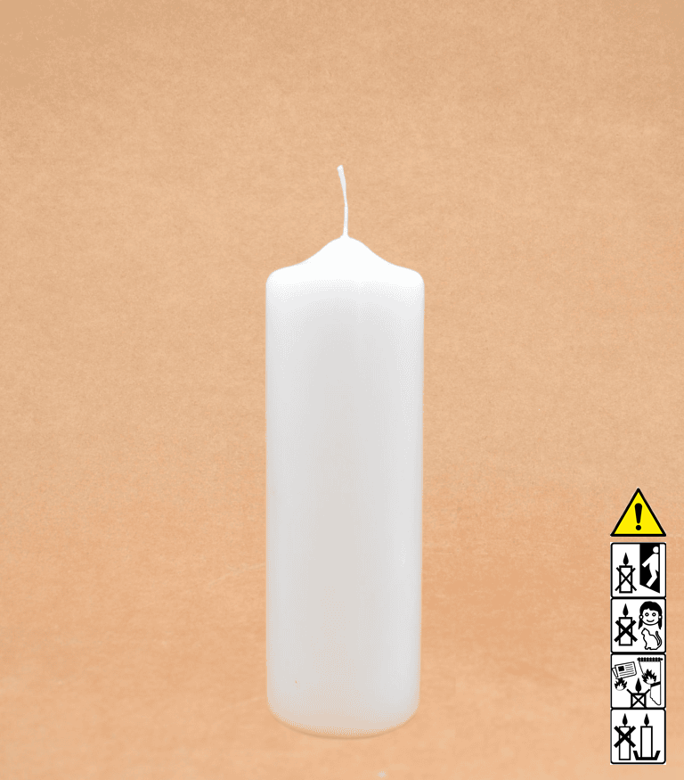 Kerzenrohling Spitzkopfkerze 250 x 80 mm getaucht weiß