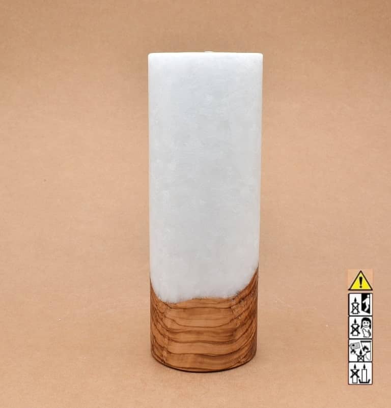 Kerze mit Holz Unikat Rund 90 x 250 mm mit Teelicht Nr.: 10