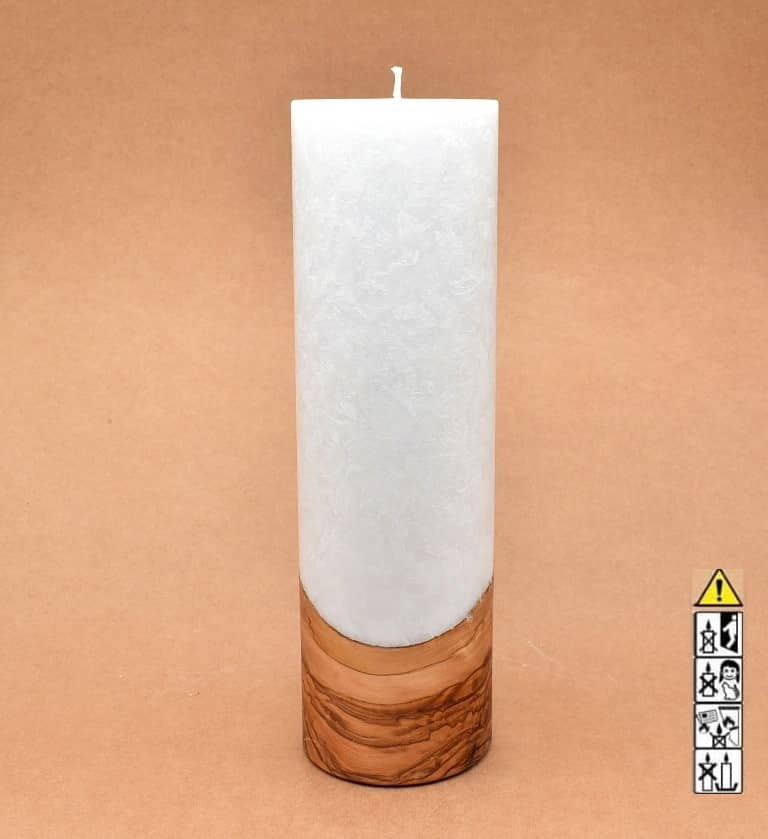 Kerze mit Holzelement, Individuelle, persönliche Hochzeitskerze  Holzkerze, Rund Stearinoptik, Hochzeitskerze mit Teelicht im Kerzen online Shop für Hochzeiten bestellen, günstig kaufen.
