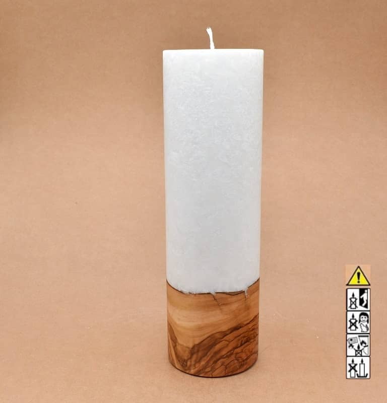 Kerze mit Holzelement, Individuelle, persönliche Hochzeitskerze  Holzkerze, Rund Stearinoptik, Hochzeitskerze mit Teelicht im Kerzen online Shop für Hochzeiten bestellen, günstig kaufen.