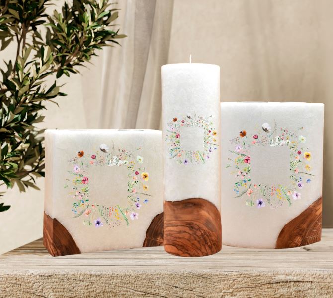 Motiv Hochzeitskerzen mit Holz ❤️ online kaufen mit Beratung