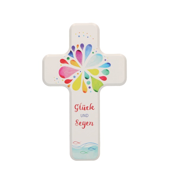 Kinderholzkreuz 18 cm weiß Glück und Segen Kinderholzkreuz 18 cm weiß Glück und Segen