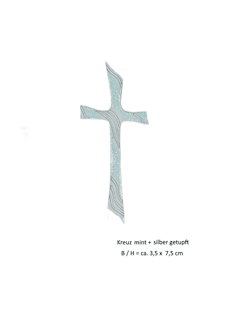 Verzierwachs Kreuz 75 x 35 mm mint silber getupft (1 Stück)