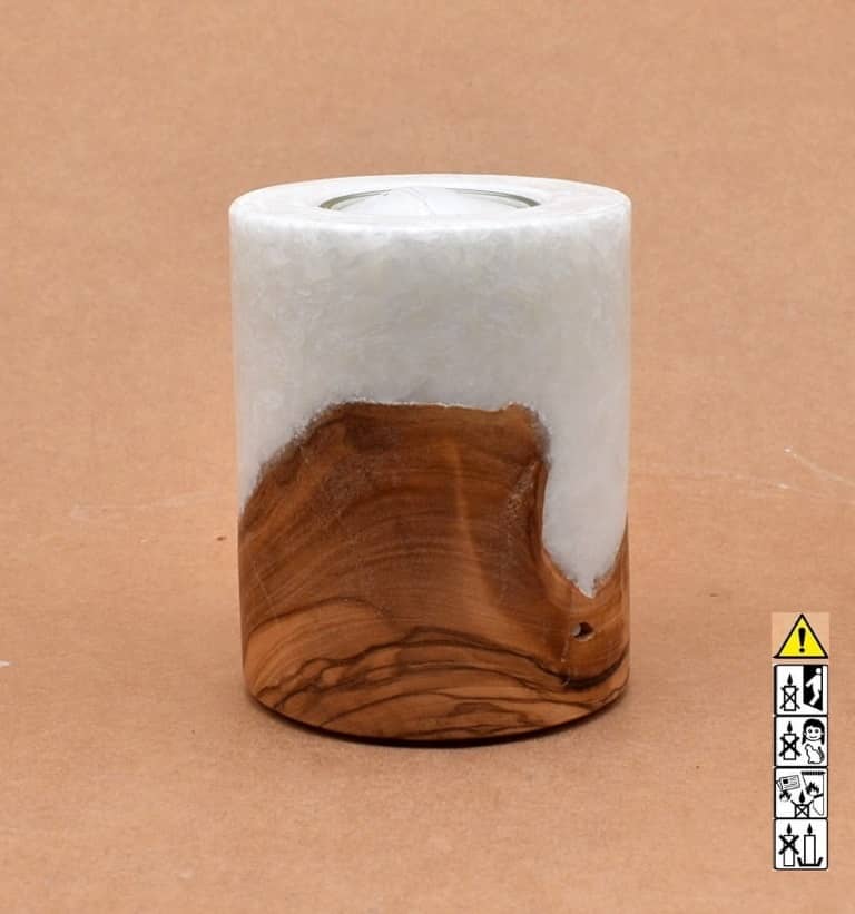 Hochzeitskerze, Kerze mit Holzeinsatz, Teelicht rund, Stearin, im Kerzen online Shop für Hochzeiten bestellen, günstig kaufen.