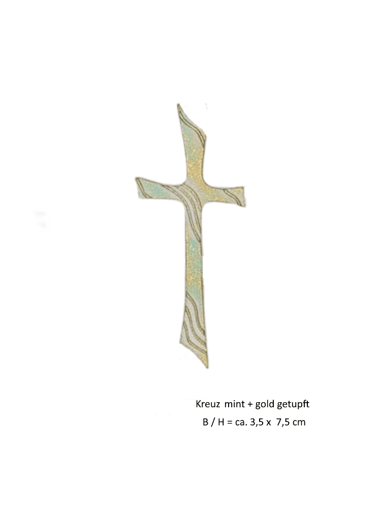 Verzierwachs Kreuz 75 x 35 mm mint gold getupft (1 Stück)