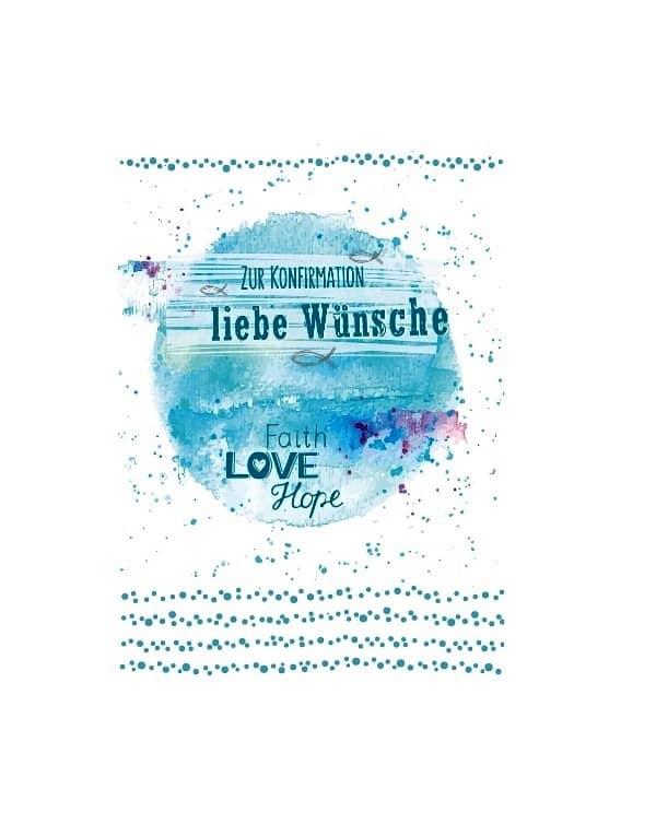 Glückwunschkarte Liebe Wünsche Kommunion Glückwunschkarte, Liebe Wünsche zur Kommunion Blau mit Lila und Fisch online kaufen