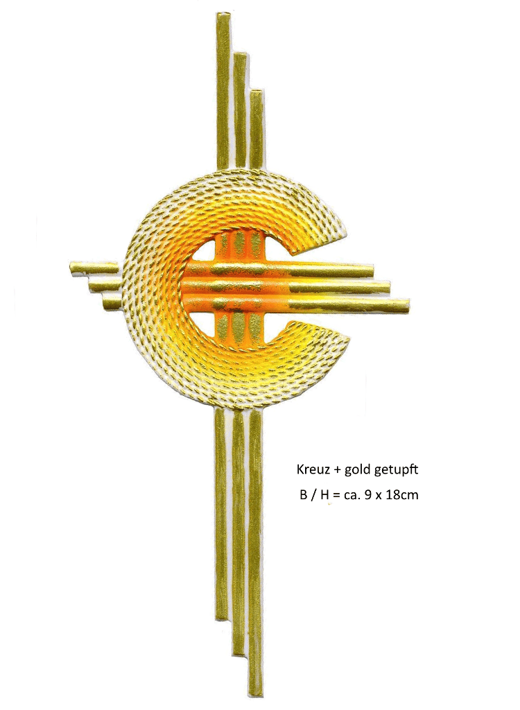 Verzierwachs Kreuz 180 x 90 mm gold getupft (1 Stück)